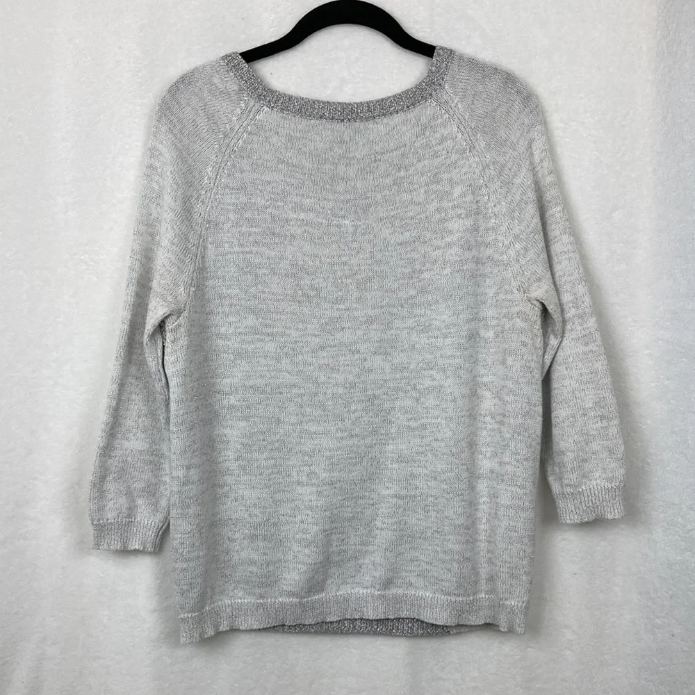 Kenneth Cole Women’s Raglan Silver Gray Sparkle Sweater sz Small